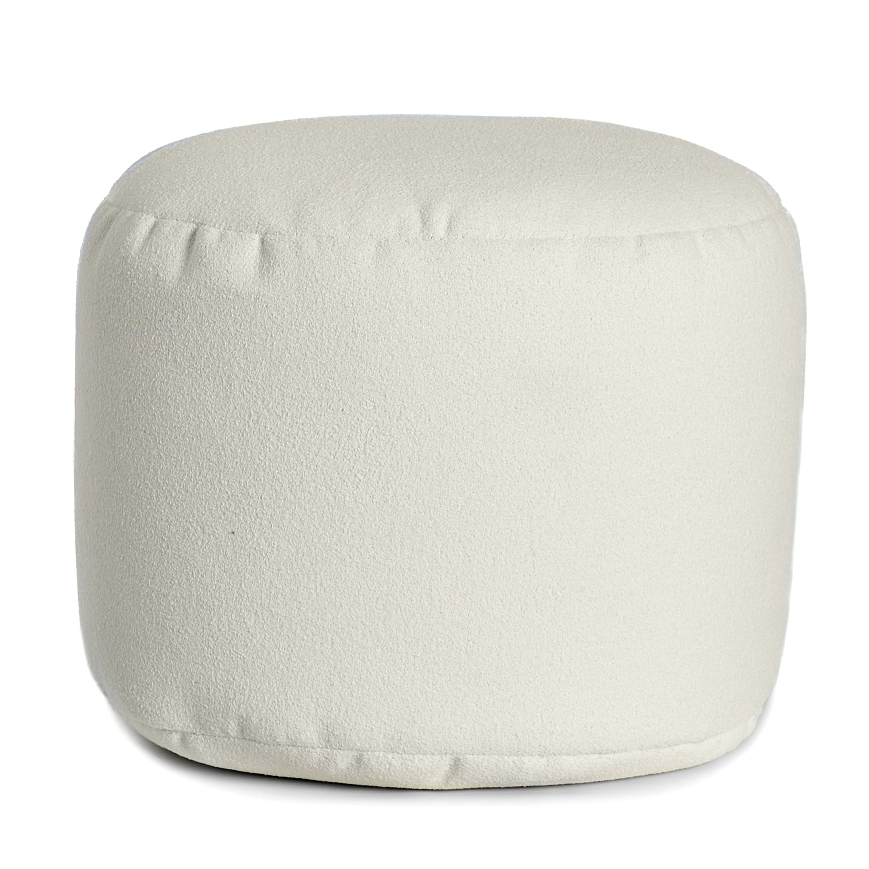 Pouf repose pieds, avec un tissu doux, fait au Canada, ARICO, couleur Blanc Nuage