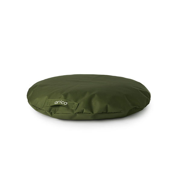 Coussin pour chien rond format standard de ARICO. Couleur olive.